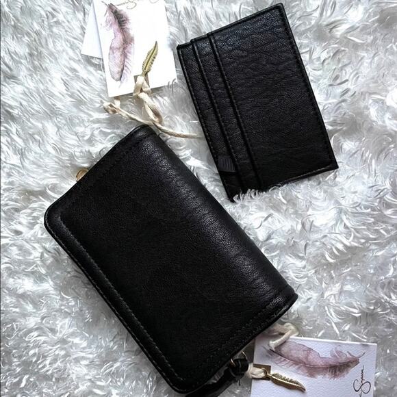 Brand New Jessica Simpson Black Medium Open Flap Zip Around Wallet + Card Case - Picture 3 of 6